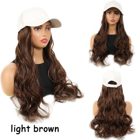 Off white duckbill cap large wave wig synthetic wig for women easy to wear and adjustable size for daily use