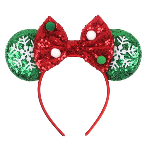 2024 New Christmas Mickey Minnie Mouse Headband Women Disney Ear Hairband Kids Xmas Party Hair Accessories Hot Festival Cosplay