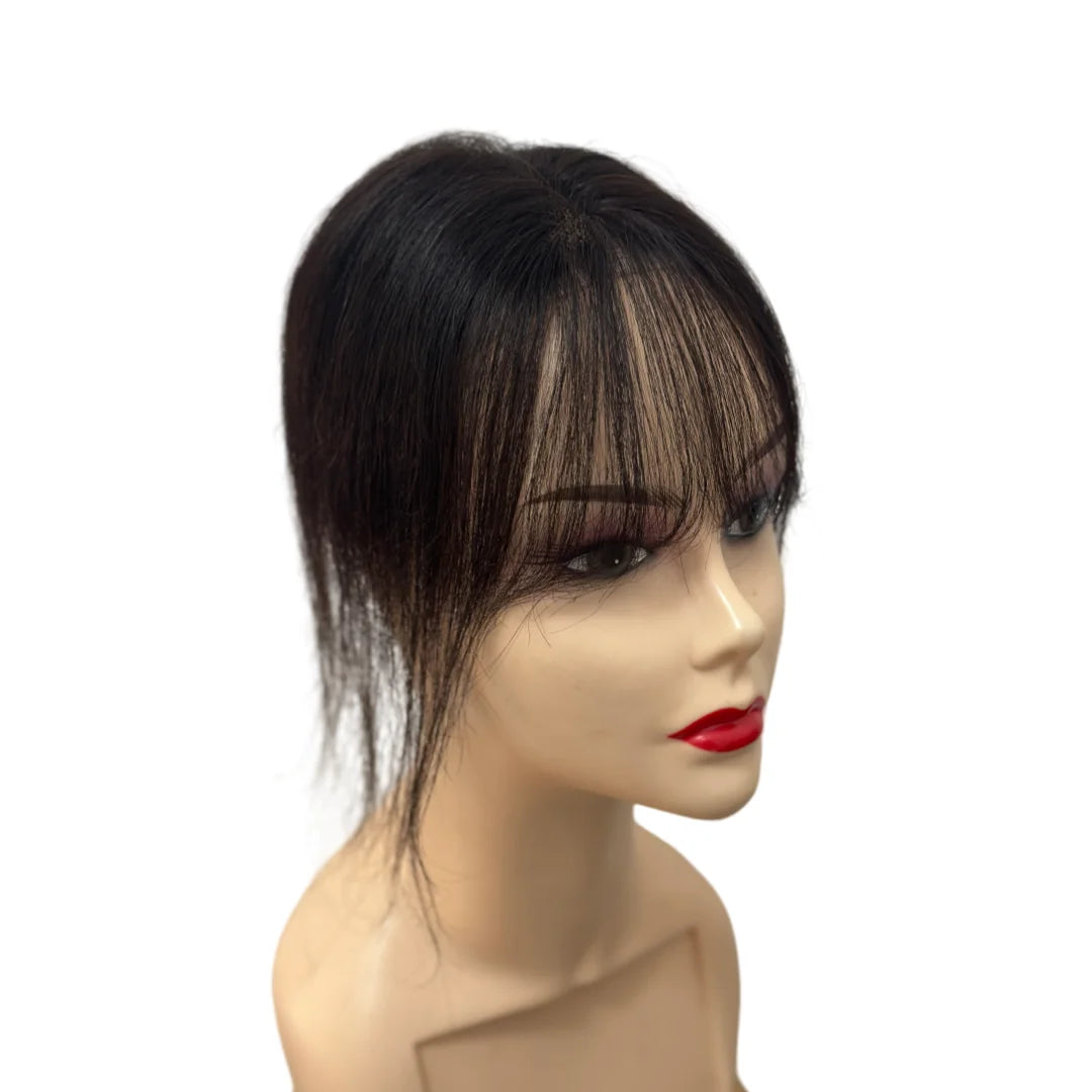 Ultra-Thin Mesh Hair Toppers 7x11cm Clip-In Fringe Bangs Hairpiece for Women Fluffy Real Hair Increase Volume Cover White Hair