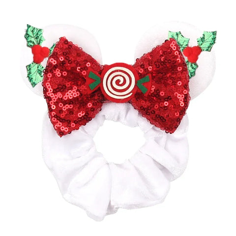 Disney Christmas Day Scrunchies Haarband Vrouwen Elastische Paardenstaart Houder Meisjes Pailletten Strik Kids Haaraccessoires