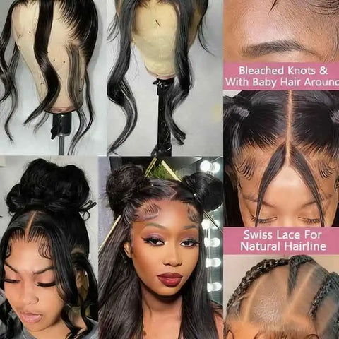 Hidden Strap Body Wave 360 HD Full Lace Front Wigs Human Hair Pre Plucked 12A Glueless Brazilian Virgin Wig With Drawstring