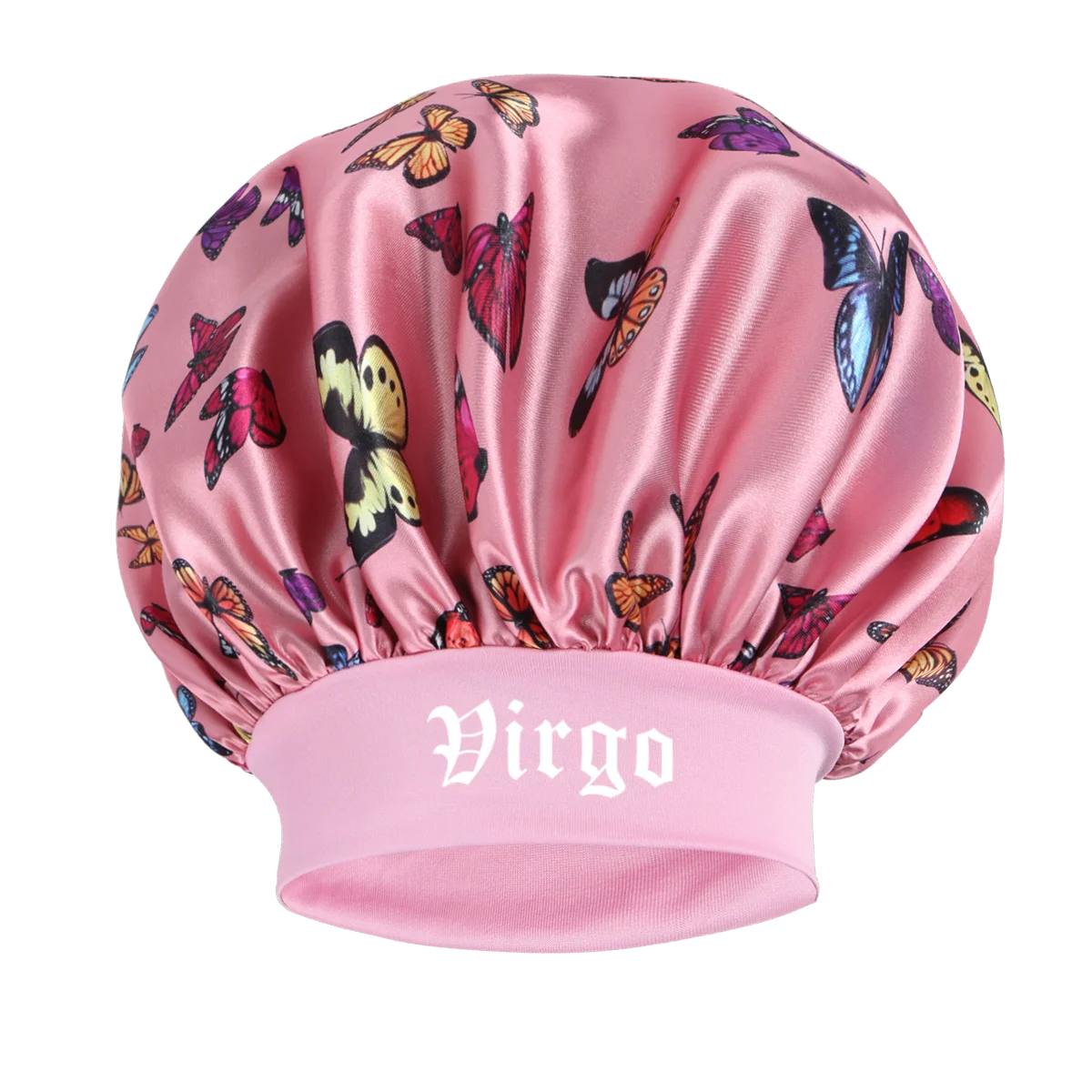1PC Pink Butterfly Satin Sleep Bonnet & Headband Set - Adjustable Hair Protector for Daily, Makeup & Skincare Constellation