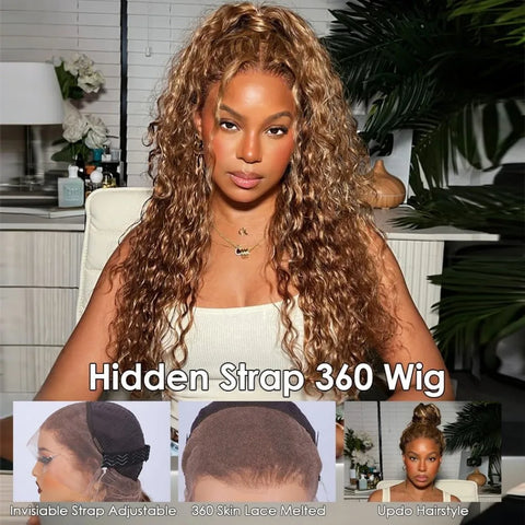 360 Full Lace Wig Human Hair Pre Plucked Hd 427 Highlight Deep Wave Frontal Wig 250 Density 100% Human Hair Brazilian Hair Wigs