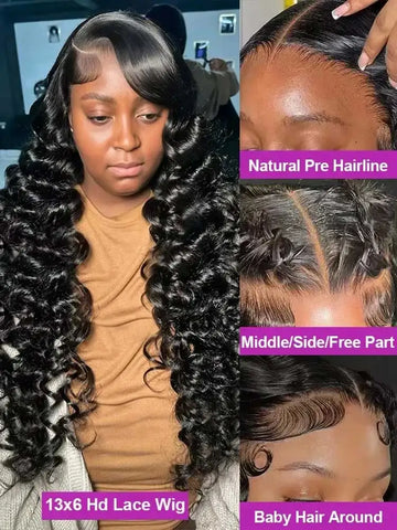 40 42 Inch HD Loose Deep Wave 13x6 Lace Front Human Hair Wigs Brazilian Curly Water Wavy 13x4 Lace Frontal Wigs For Women 250%