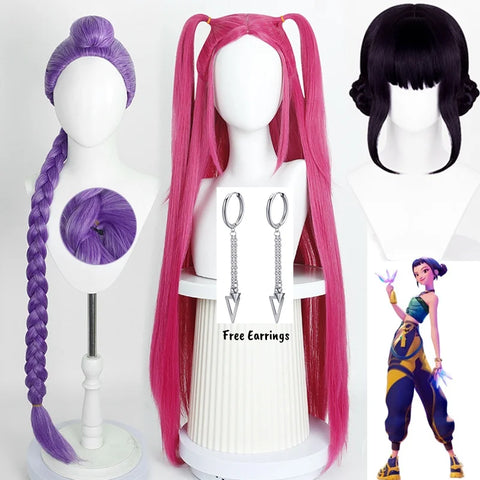 Movie Kpop Cosplay Wig Mira Rumi Zoey Demon Hunters Purple Black Red Long Hair Heat Resistant Synthetic Wigs Carnival Props