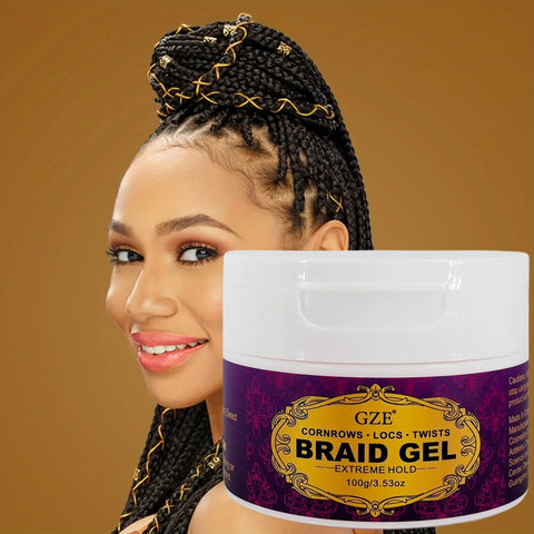 GZE Braid Gel Extra Hold High Shine Braiding Gel & Edge Control Conditioning No Flake Suitable For Twist Locs Braids Edge