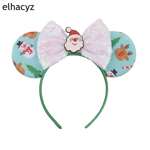 2024 New Christmas Mickey Minnie Mouse Headband Women Disney Ear Hairband Kids Xmas Party Hair Accessories Hot Festival Cosplay