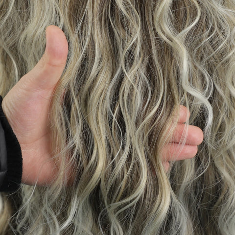 MSIWIGS Blonde Wig Synthetic Long Curly Hair Wigs for Women Fluffy Hairstyle Wave Ombre Wig Costume Carnival Party