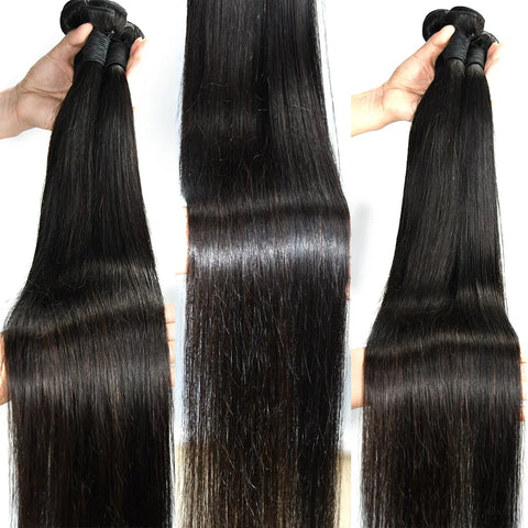 30 40inch Straight Human Hair Bundles with 5x5/6x6 Closure Brazilian Raw Bundles 100%Human Hair 13x4 Frontal Closure And Bundles