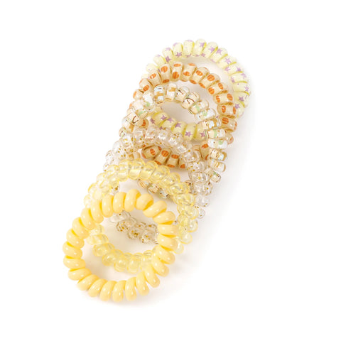 AWAYTR 6pcs Cute and Colorful Spiral Hair Ties Resin Jelly Coil Hair Rings for Women and Girls Ponytail Holders Hair Accessories