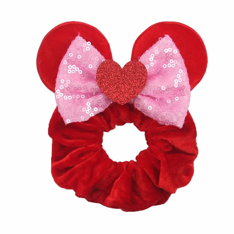 Disney Christmas Day Scrunchies Haarband Vrouwen Elastische Paardenstaart Houder Meisjes Pailletten Strik Kids Haaraccessoires
