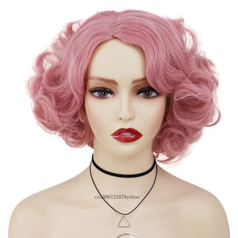 Synthetic Blue Short Big Curly Wigs for Women Girls Layered Wavy Bob Wig Cosplay Carnival Party Costume Halloween Lolita Wigs