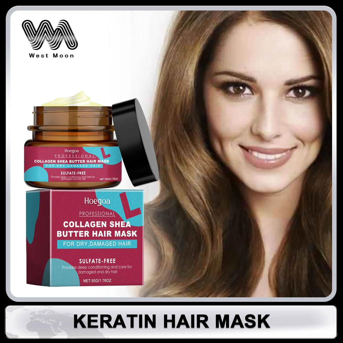 Keratin Hair Mask Repair Damaged Frizzy Split Ends Anti-Breakage Deep Hydration for Hair Smoothing Nourishing Shiny Hair Care