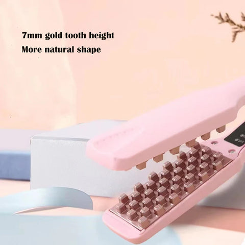 3D Grid Hair Crimper Volumizer Ceramic Professional Hair Fluffy Corrugated Curler Flat Iron Corn Hair Splint Perm 4 Temperatures