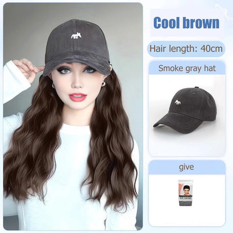 Synthetic12/16/18inch duckweave cap straight hair inward wig baseball capwater wave wig extensions ponytail daily Christmas