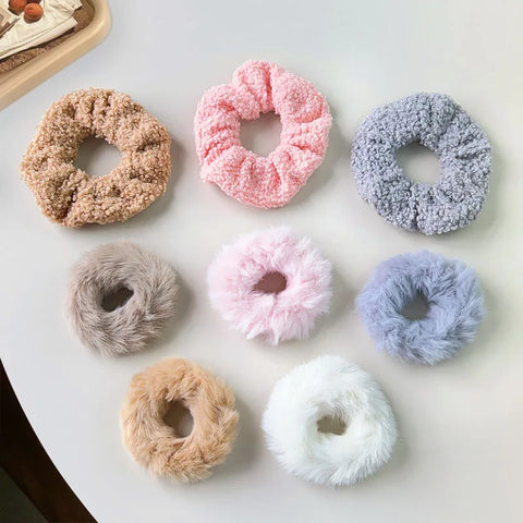 7 Pcs/Set Women Hair Scrunchies Set Plush Solid Hair Band for Girls Ponytail Holder Rubber Bands Hair Ties Hair Accessories