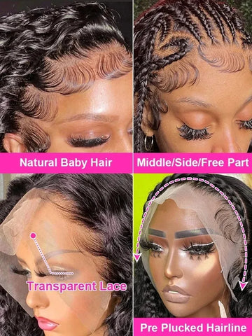 250 300 Density Curly 13x6 HD Lace Frontal Human Hair Wigs Brazilian 30 40 Inch Water Deep Wave 13x4 Lace Front Wig For Women