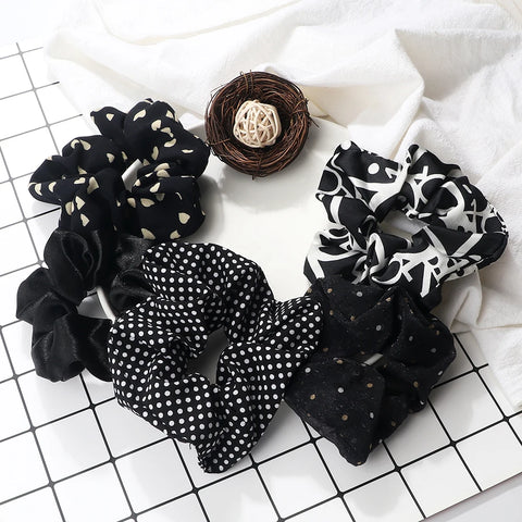 5Pcs/Lot Girl Pink Red Hair Band Accessories Fashion Large Hair Ties Solid Color Elastic Scrunchies For Women Ponytail Hairstyle