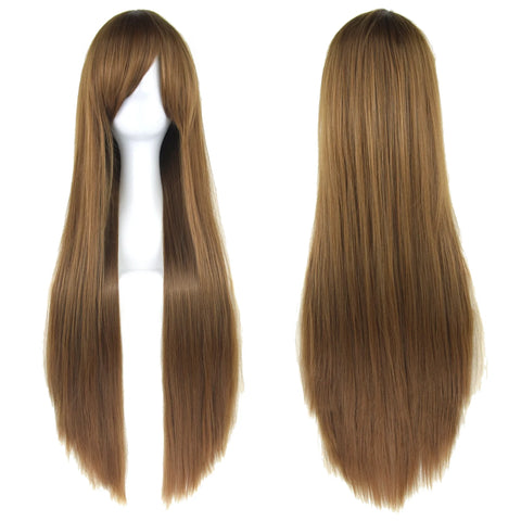 Soowee Long Synthetic Hair White Purple Cosplay Wigs Party Black Hair Straight Wig Hairpiece for Women