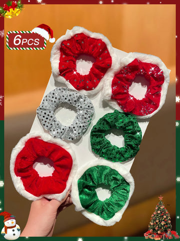6pcs Fashionable Cute Christmas Hair Accessories for Women Party Role Play Hair Bands Gifts