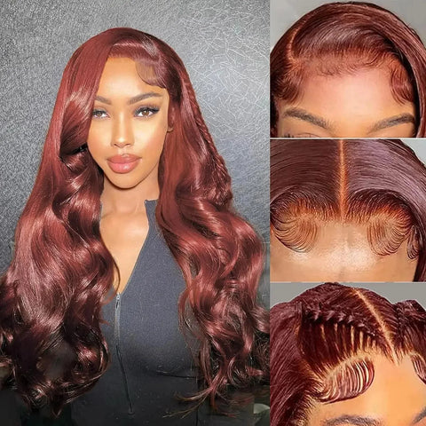 Reddish Brown 13x4 Body Wave Lace Frontal Wigs Human Hair 13x6 Hd Lace Frontal Wigs Human Hair Wigs Pre Plucked 4x4 Closure Wig