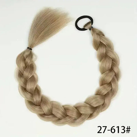 24 Inch Synthetic Long Braided Ponytail Hair Extensions for Women With Elastic Band  Hair Accessories