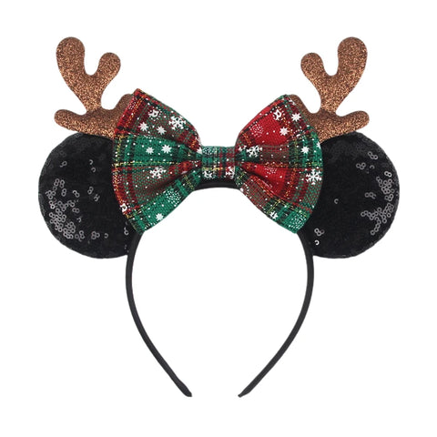 2024 New Christmas Mickey Minnie Mouse Headband Women Disney Ear Hairband Kids Xmas Party Hair Accessories Hot Festival Cosplay