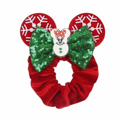 Disney Christmas Day Scrunchies Haarband Vrouwen Elastische Paardenstaart Houder Meisjes Pailletten Strik Kids Haaraccessoires