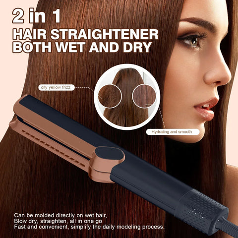 2in1 Professional Hair Straightener Curling Hair Dryer 106000 RPM Dry Air Anion Portable Wet & Dry Straightener