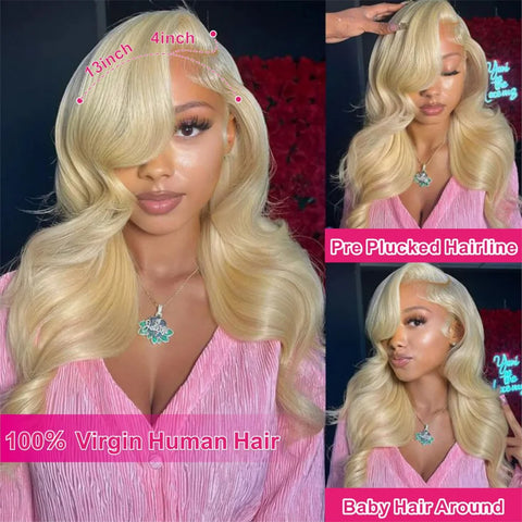 Body Wave 613 Human Hair Wig 13X6 Hd Lace Frontal Wig 250 Density 30 40 Inch Blonde Lace Front Wig For Black Women Brazilian Wig