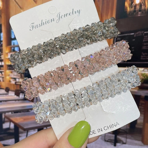 2/3PCS Set Fashion Crystal Spring Hair Clips Pins Handmade Beads Hair Barrettes For Women Girl Korean Simple Hair Accessories