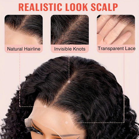 Deep Wave BOB Wig Human Hair 13x4 HD Curly Lace Front Wigs Human Hair Pre Plucked Wear And Go Glueless Short Curly Frontal BOB