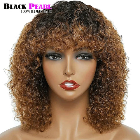 Black Pearl Fringe Wig Human Hair Short Bob Wigs Pixie Wig Human Hair Curly Wig s Cheap Wigs on Clearance Peruca Cabelo Humano
