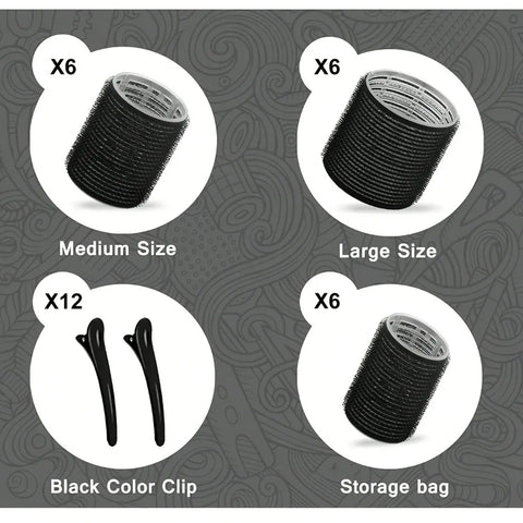 30pcs/Set Heatless Hair Styling Kit Self-Grip Rollers with 18pcs Hair Rollers and 12pcs Clips for DIY Hair Styling Easy To Use
