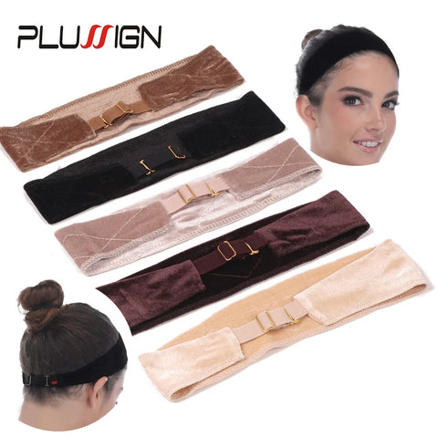 Plussign Wig Grip Headband For Lace Frontal Wigs Adjustable Invisible Wig Hair Band Nude Non-Slip Velvet Wig Band To Hold Wigs
