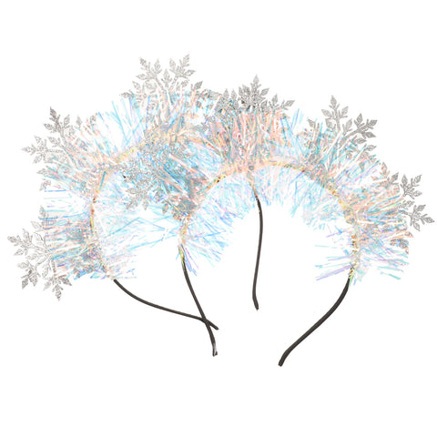 2Pcs Snowflake Headband Christmas Holiday Party Hair Accessories Festive Hair Ornament Decoration Snowflake Headband