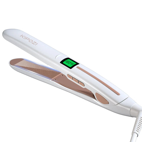 KIPOZI Professional Titanium Flat Iron Hair Straightener Digital LCD Display Dual Voltage Titanium Plates Salon & Home Use 2025