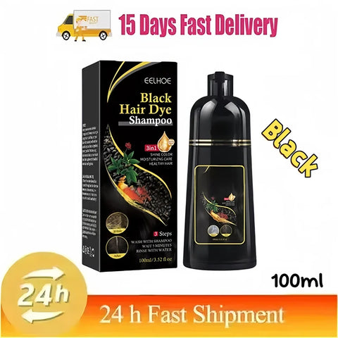 Hair Color Shampoo for Gray Hair 3 in 1 Black Hair Dye Shampoo for Women&Men Natural Herbal Safety Nourishing Hair Care Cream