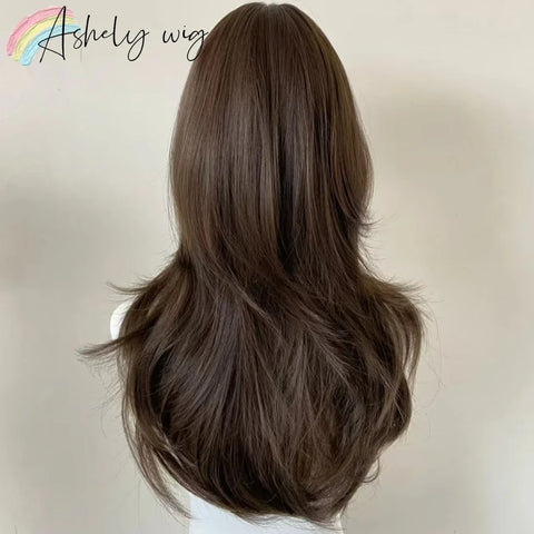 Ashely Brown Wig for Women Headband Body wave Synthetic Wigs with Curtains bangs High quality Hair Wig for daily use парик 가발
