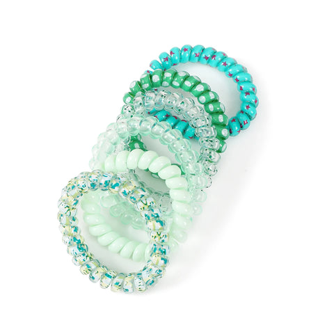 AWAYTR 6pcs Cute and Colorful Spiral Hair Ties Resin Jelly Coil Hair Rings for Women and Girls Ponytail Holders Hair Accessories