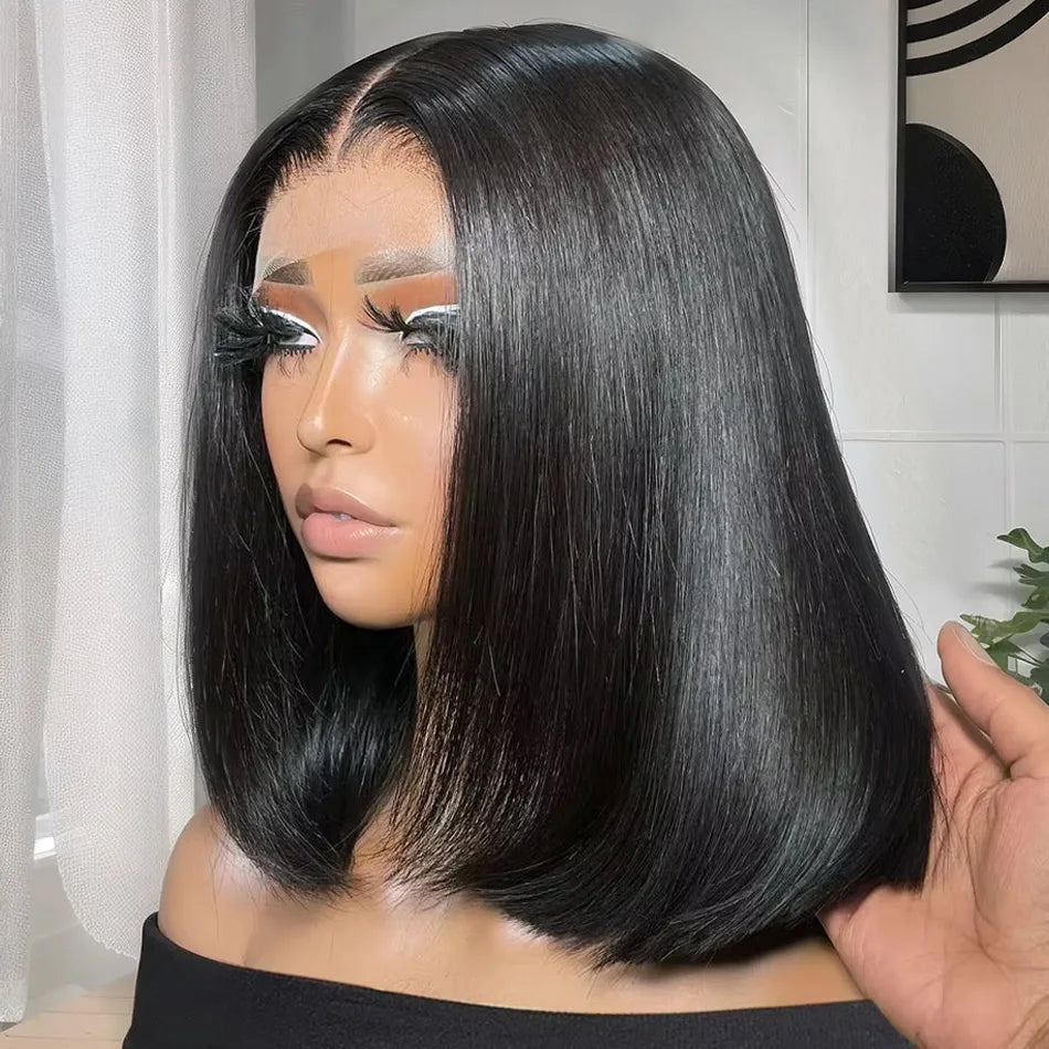 250 Density Short Bob Straight 12 14 16 18 Inch Lace Front Wig 13x6 HD Black Lace Frontal Wigs 13x4 Human Hair Natural Brazilian