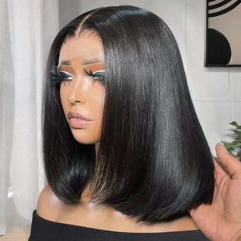250 Density Short Bob Straight 12 14 16 18 Inch Lace Front Wig 13x6 HD Black Lace Frontal Wigs 13x4 Human Hair Natural Brazilian