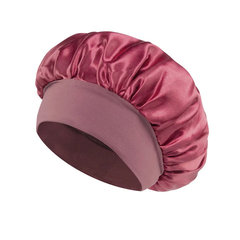 1pc Women's Solid Color Satin Wide-Brimmed Shower Cap, Suitable for Daily Use Silk Bonnet Satin Bonnet Shower Cap