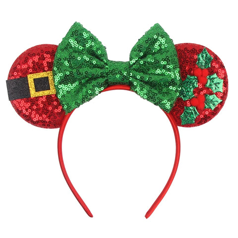2024 New Christmas Mickey Minnie Mouse Headband Women Disney Ear Hairband Kids Xmas Party Hair Accessories Hot Festival Cosplay