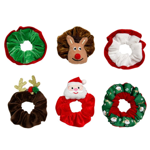1PC Christmas Velvet Scrunchies Santa, Reindeer&Gift Designs, Cute Hair Ties For Holiday Parties, Festive Hair Accessories