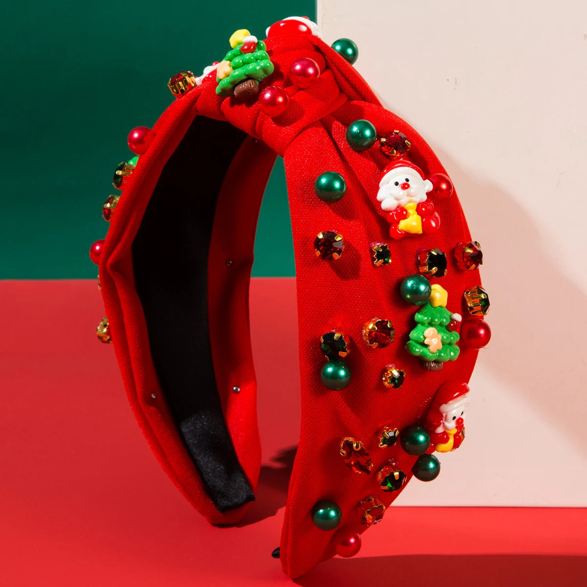 2024 Amazon Cross border European and American Christmas Pearls and Diamonds Santa Claus Accessories Trendy Holiday Headbands