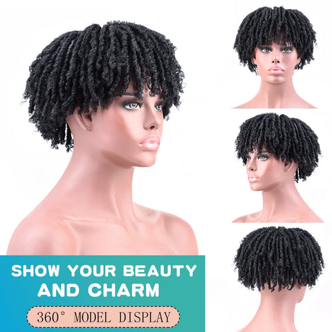 Synthetic Dreadlock Hair Toppers Wig with Clips in Faux Locs Braided Half Wigs Short Locks Hair Toupee for Women and Men