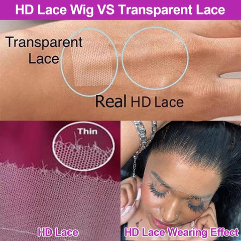 Full 360 Hd Lace Front Wig Kinky Yaki Straight HD Transparent Lace Front Human Hair Wig 40Inch Straight Human Hair Wig For Women
