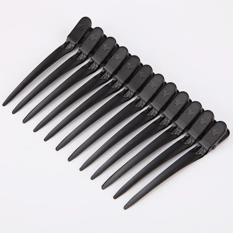 12pcs Hair Care Clips Stainless Steel Hairdressing Sectioning Clips Clamps for Hairdressing Barber Hair Cut Use Styling Tools