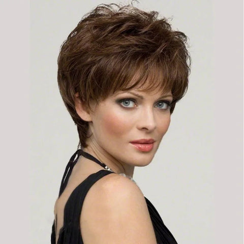 Natural Breathable Hair Extensions Synthetic Middle & Old Age Women Wigs Fashion Gray Head Cover Ladies Short Curl Wig Hat